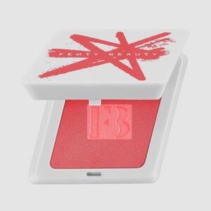 Fenty Beauty, Fenty Cheeks Suede Powder Blush, shade Lolly Poppy, vibrant coral